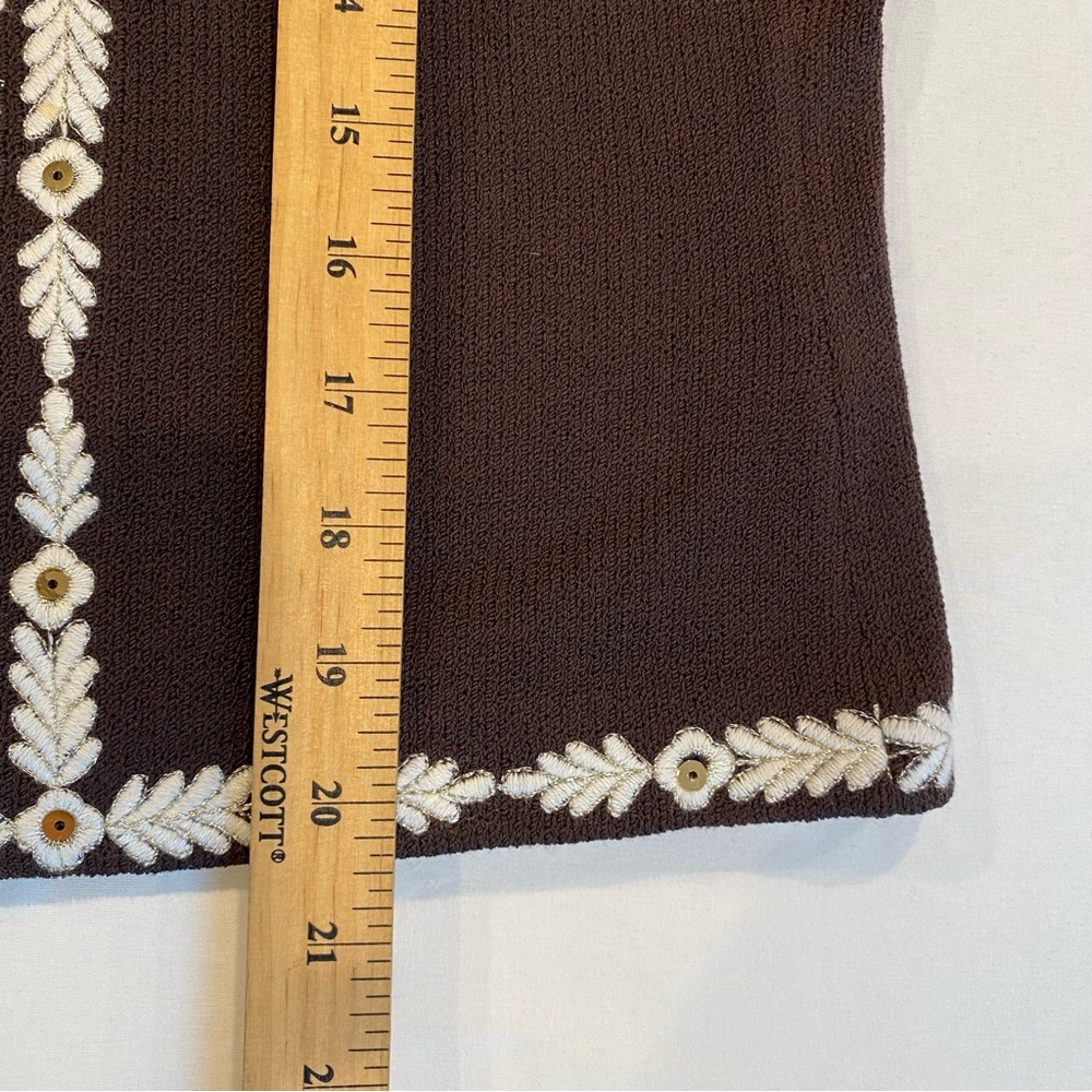 St. John Brown Skirt Set with White Embroidered Trim - Picture 10 of 13